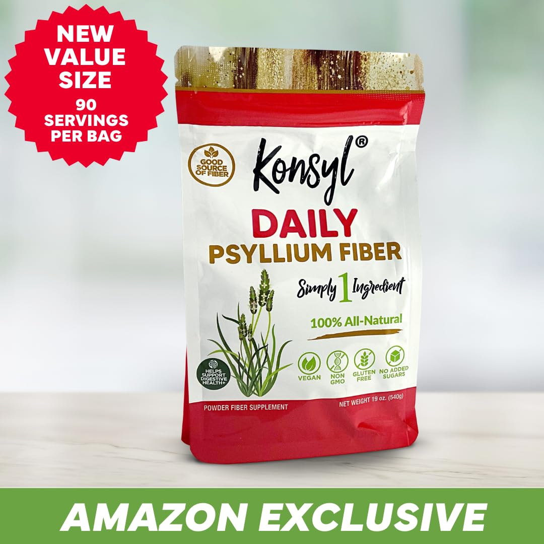 Konsyl Daily Psyllium Fiber Powder, 19 oz, 90 Servings