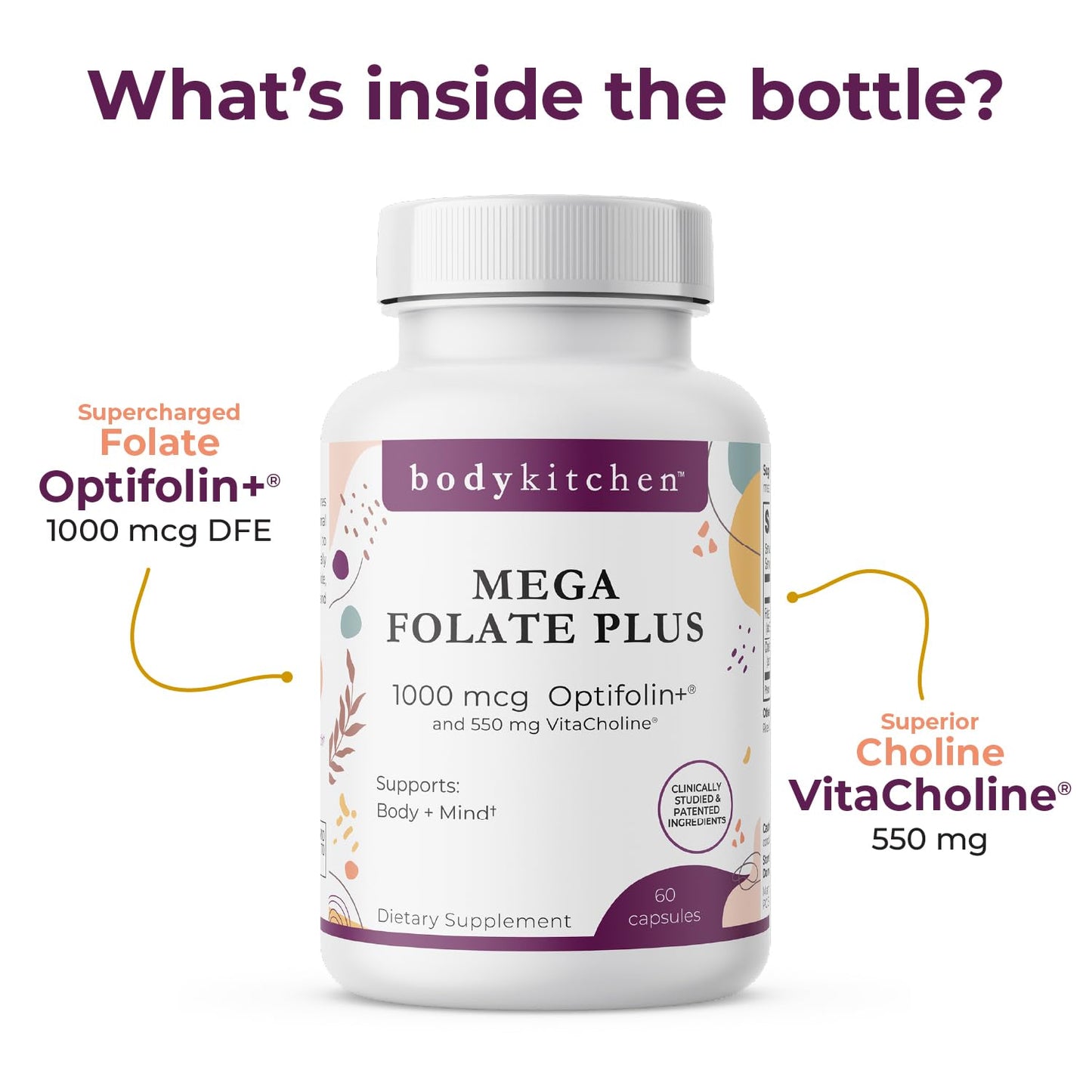 Body Kitchen Mega Folate 1000mcg Optifolin+ Supplement, Capsule, 60 Vegetable Caps