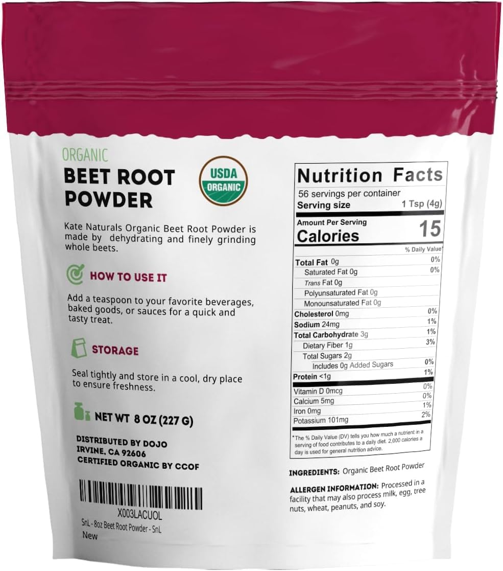 Kate Naturals Organic Beet Root Powder 8 Ounces