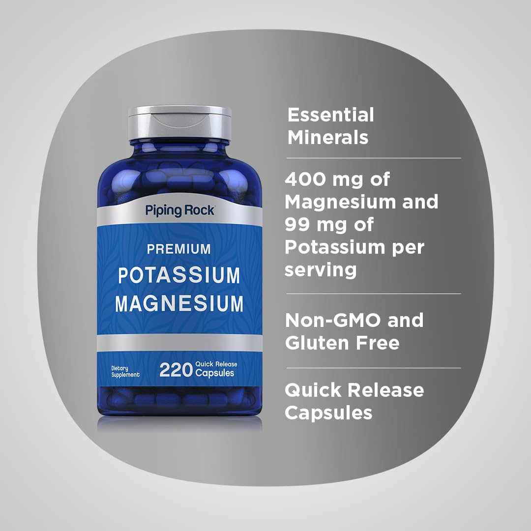 Piping Rock Potassium Magnesium Supplement 220 Capsules
