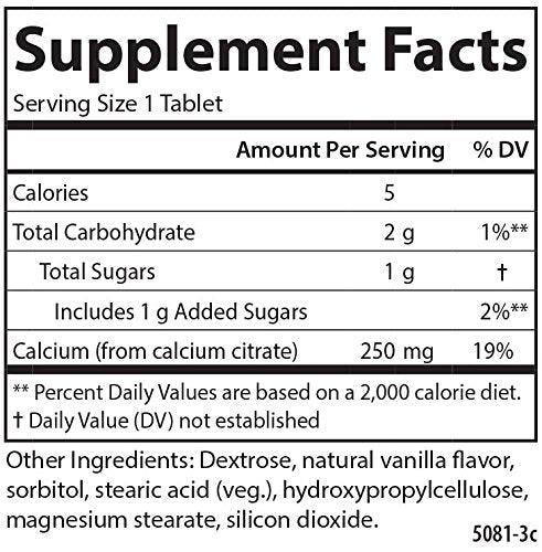 Carlson Calcium Citrate 250 mg Chewable, 120 Tablets