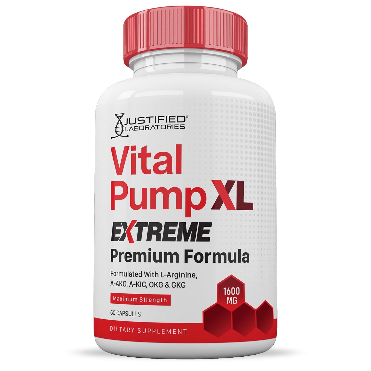 Justified Laboratories Vital Pump XL Extreme Pills 1600MG Premium Formula Proprietary Blend for Men's Health 180 Capsules
