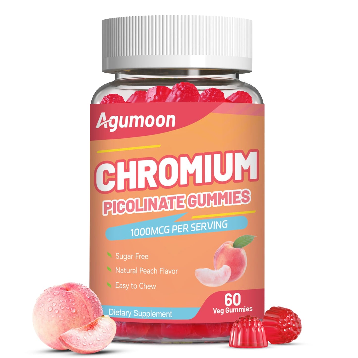 Agumoon Chromium Picolinate Gummy 1000 mcg, 60 Gummies