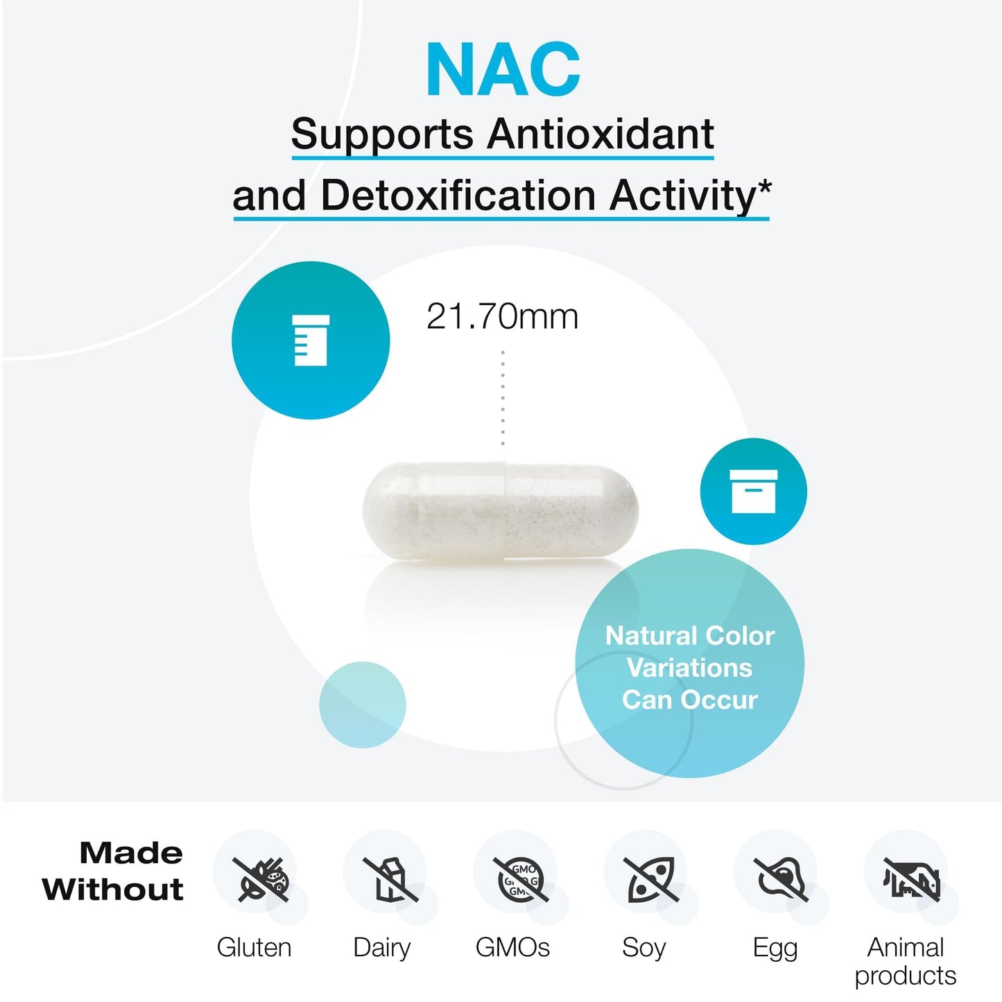XYMOGEN NAC 1200 mg N-Acetyl-Cysteine Antioxidant Amino Acid Capsules, 60 Capsules