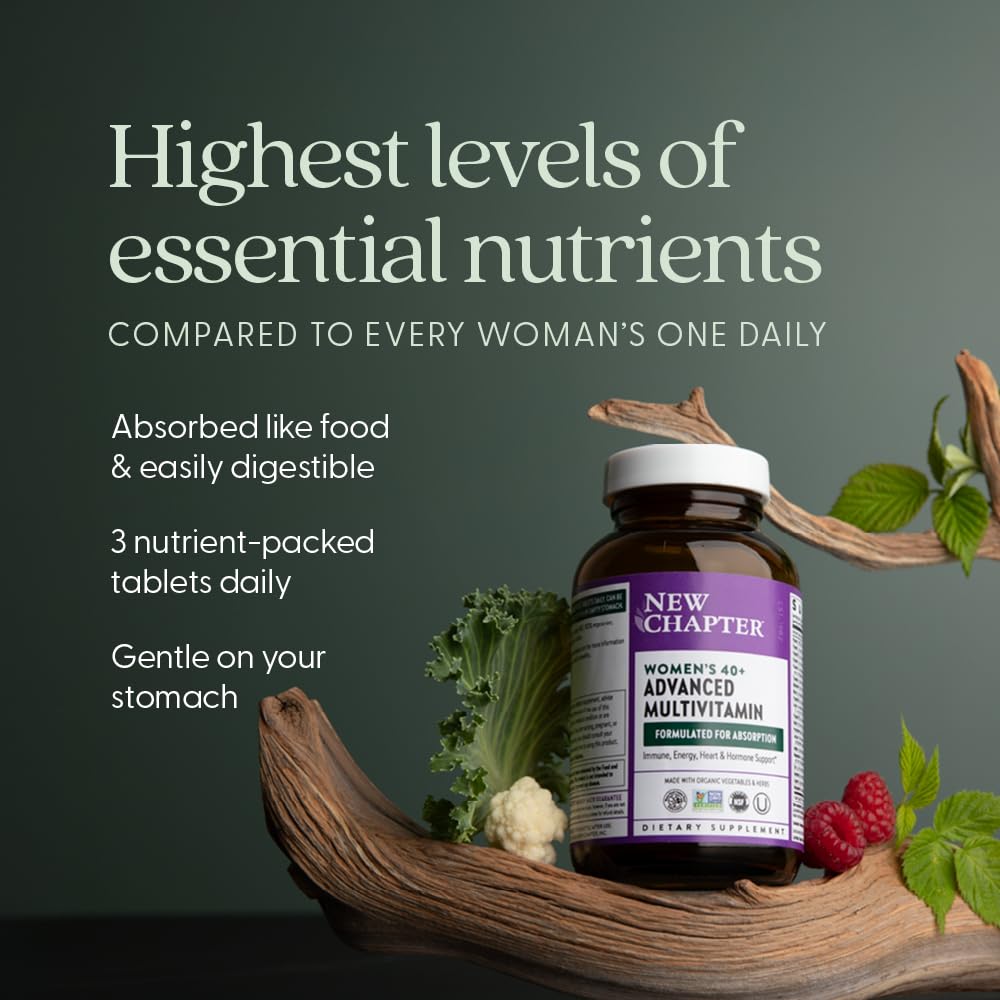 New Chapter Women's Multivitamin 40+ Advanced Formula for Heart, Hormone, Immune & Energy Support, Higher Levels of Whole-Food Fermented B Vitamins +D3, Made Organic Non-GMO Ingredients, Tablets, 192