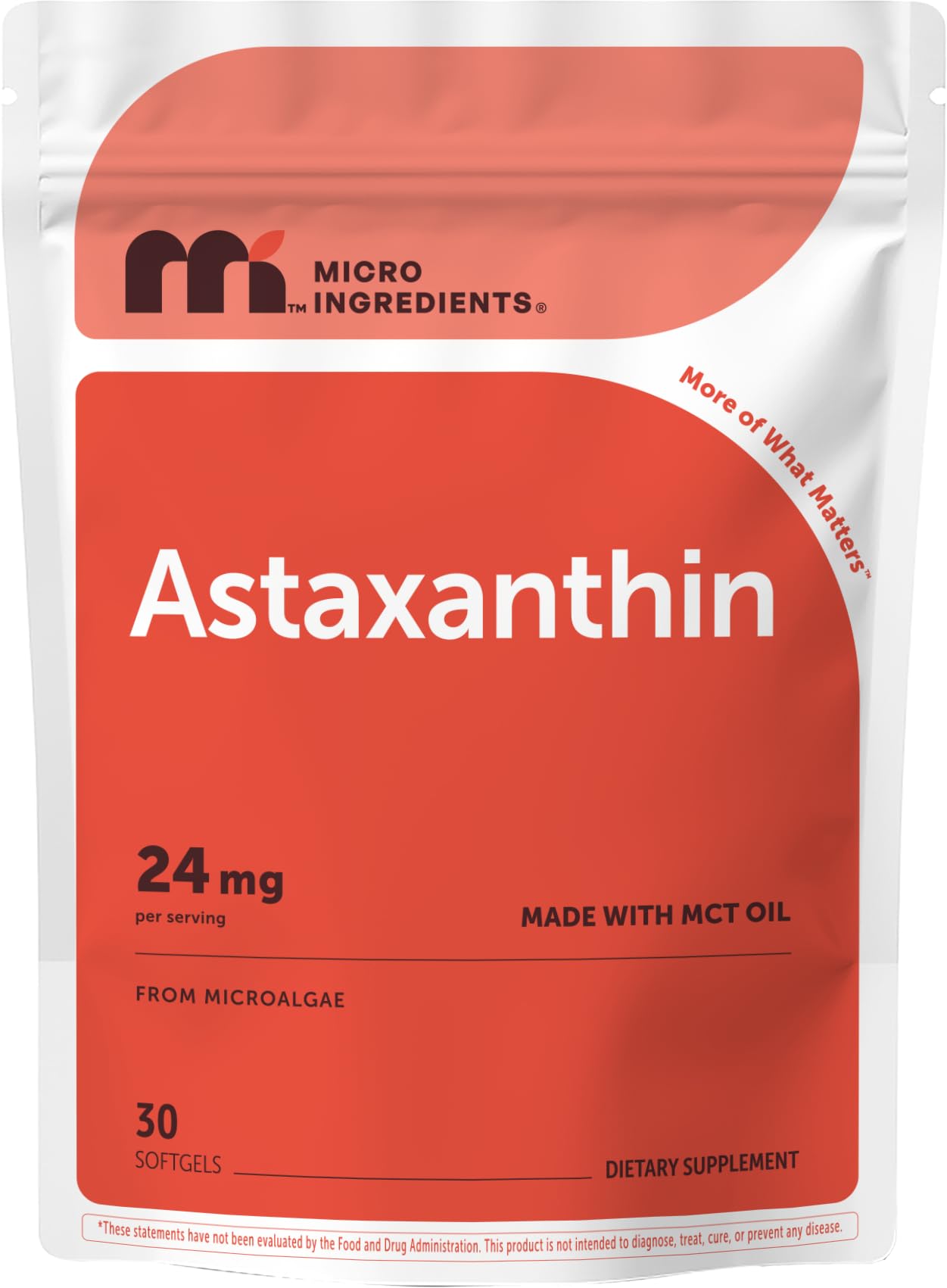 Micro Ingredients Astaxanthin 24mg with MCT Oil Softgels, 30 Count