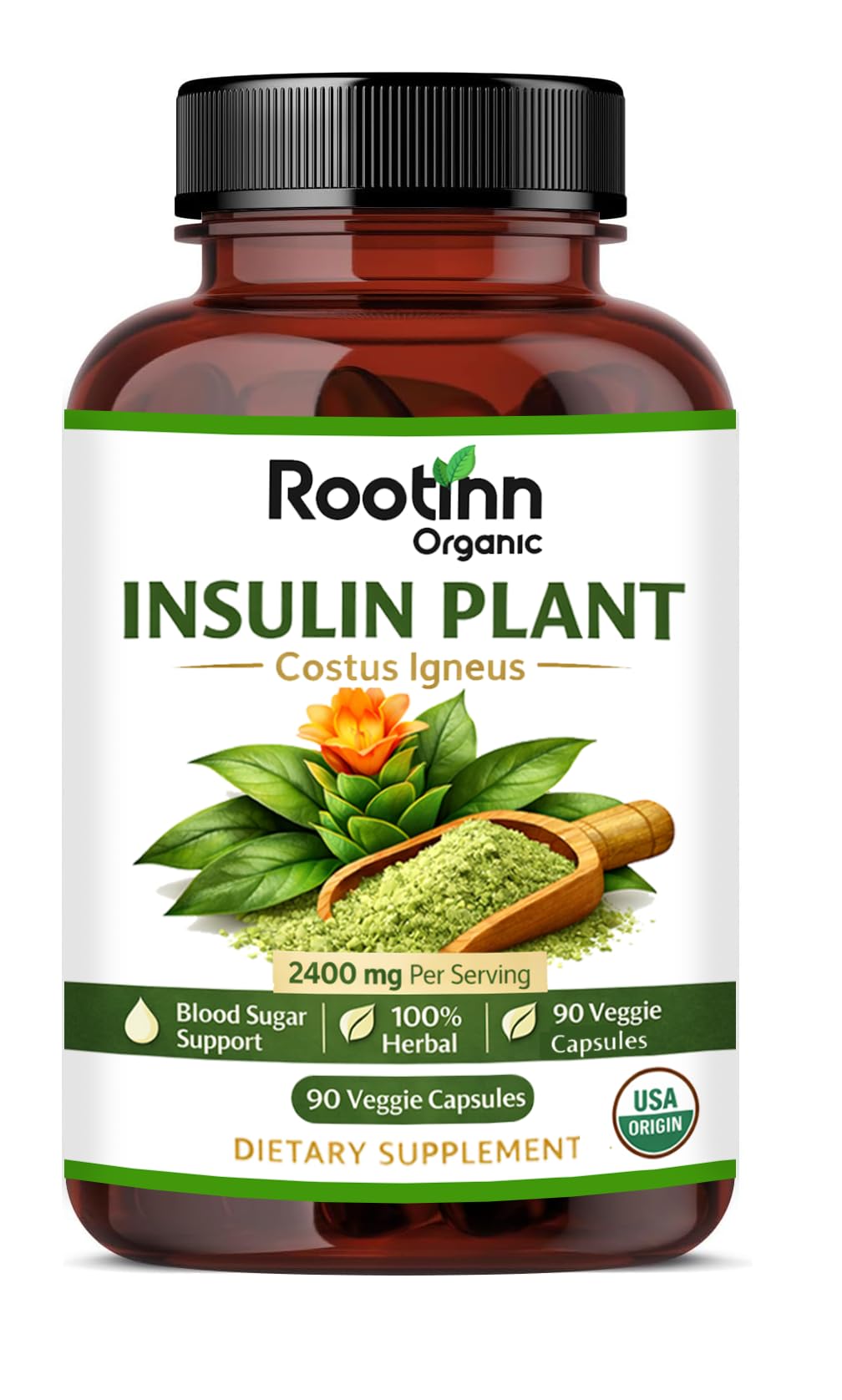 Rootinn Organic Insulin Plant Capsules, 90 Capsules