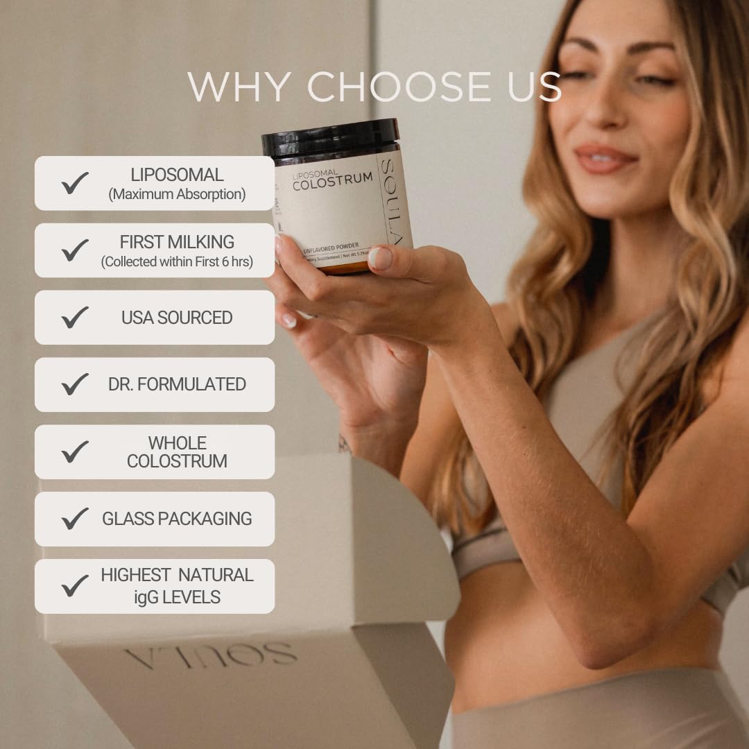 SOULA Liposomal Whole Colostrum Supplement Powder, 5.29 oz