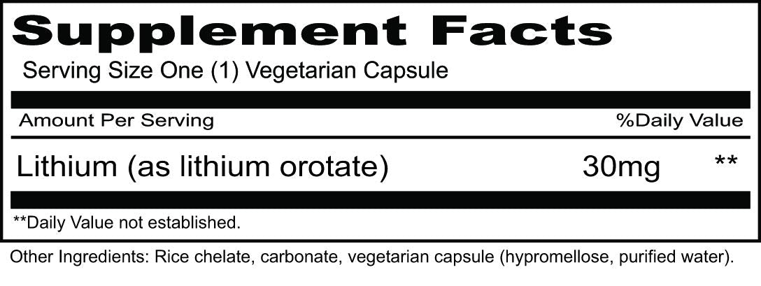 Priority One Lithium Orotate 30mg Capsule, 100 Capsules