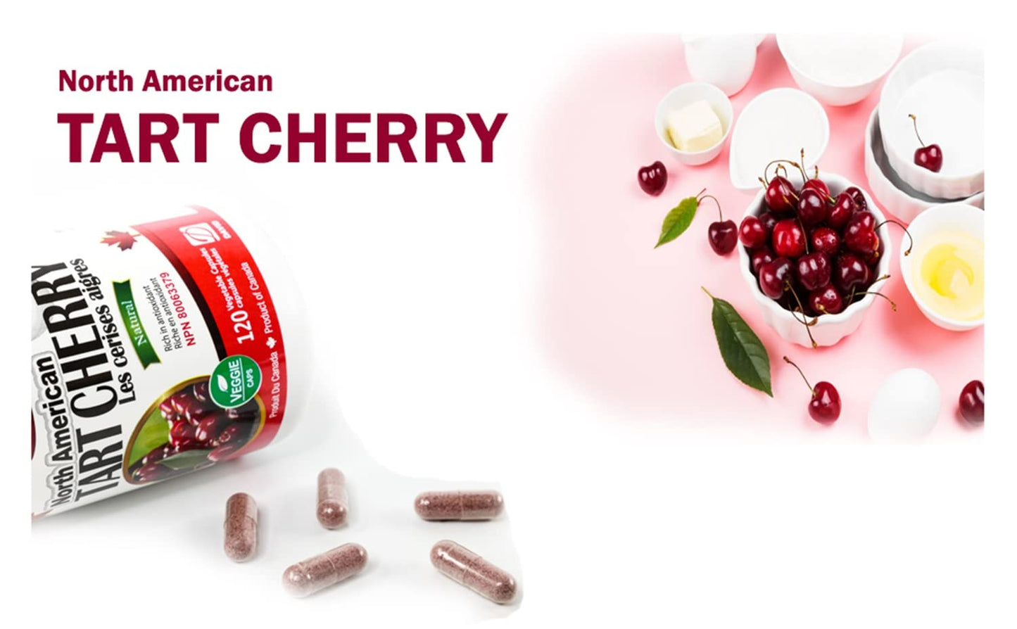 Nutridom North-American Tart Cherry 500mg Capsules, 120 Count