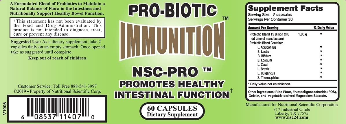 ProBiora Health NSC PRO Probiotic, IMMUNITION 60 Capsules