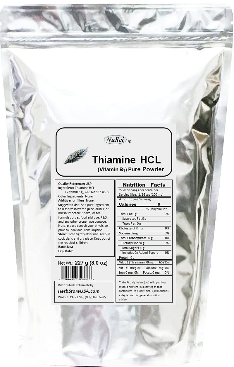 NuSci Thiamine HCl Vitamin B1 Powder 17.637 Ounce