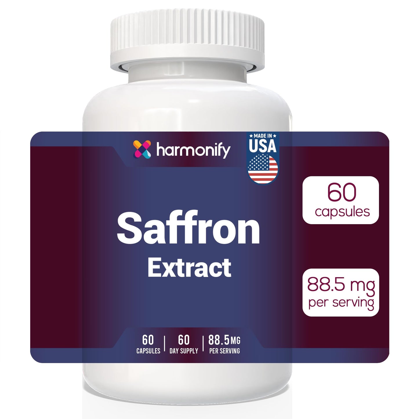 HARMONIFY Saffron Supplements 88.5mg 60 Capsules