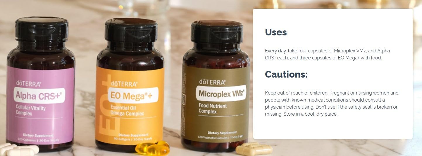 doTERRA Lifelong Vitality Pack - Alpha CRS+, xEO Mega and Microplex VMz Capsules, 1 Pack