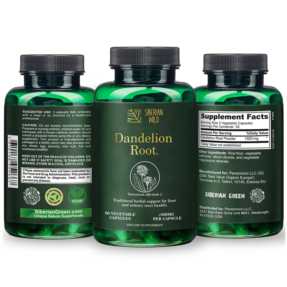 Siberian Wild Dandelion Root Herbal Supplement Capsule, 90 Count