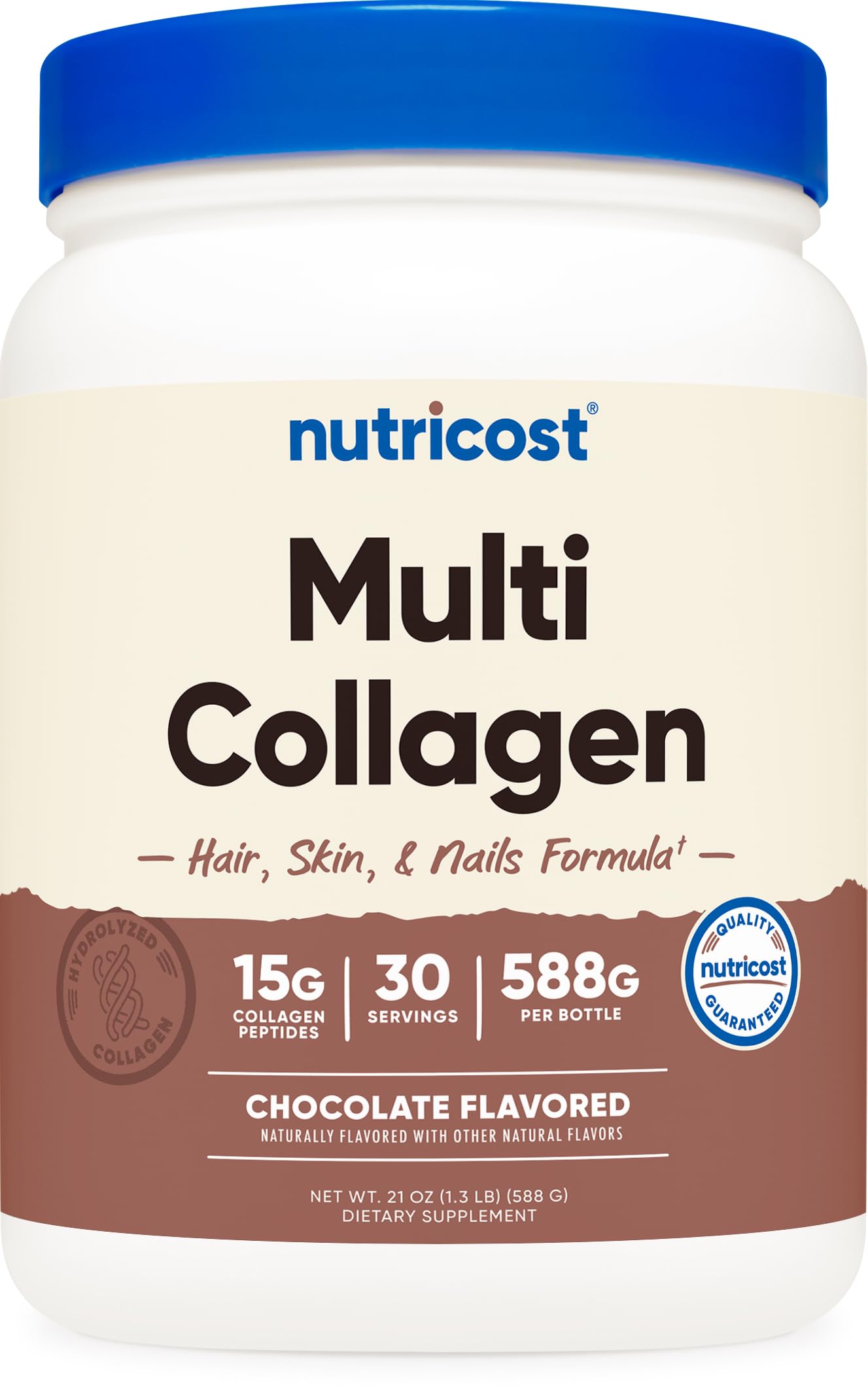 Nutricost Multi Collagen + Beauty & Protein Powder (Milk Chocolate Flavor), Powder, 21 Servings, Non-GMO, Gluten-Free