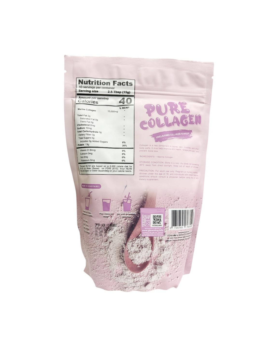 Cris Cosmetics Glowming Pure Collagen Unflavored Collagen Powder, 5.4 Ounce