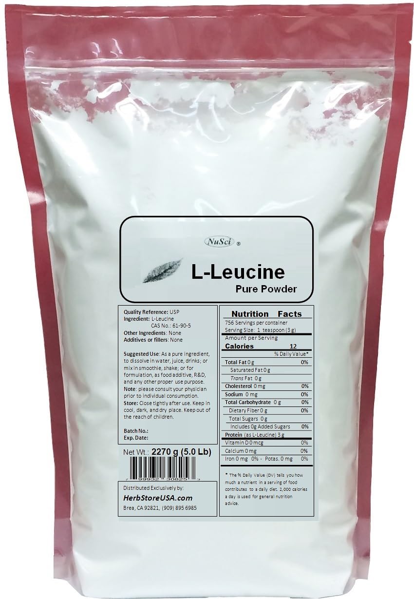 NuSci L-Leucine Pure Powder, 2.2 lb