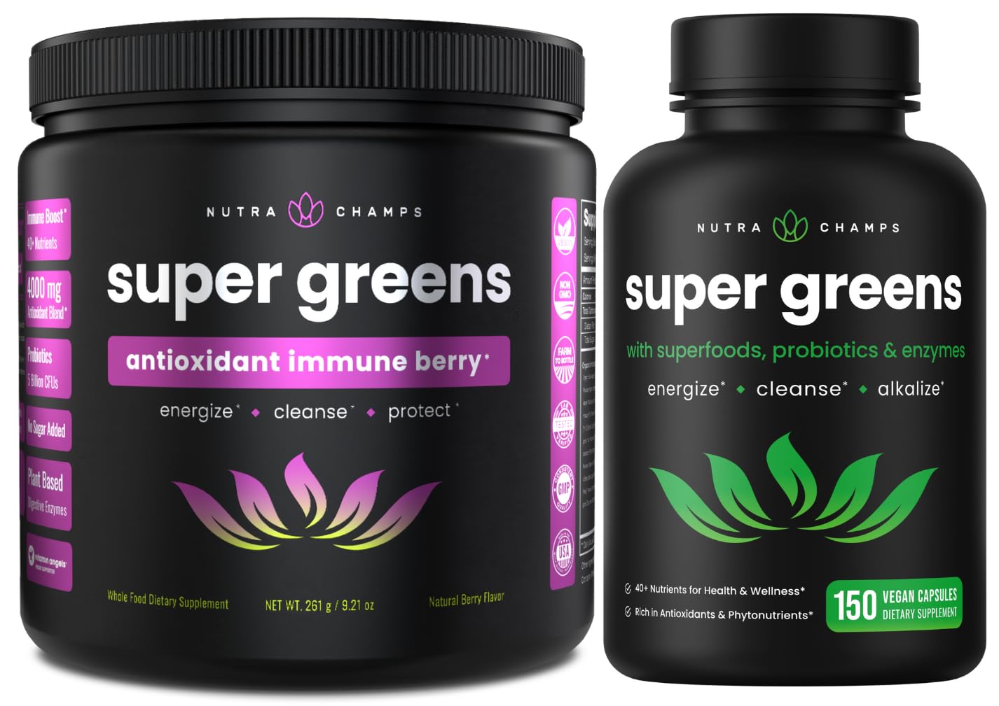 NutraChamps Super Greens Antioxidant Powder 2-Count