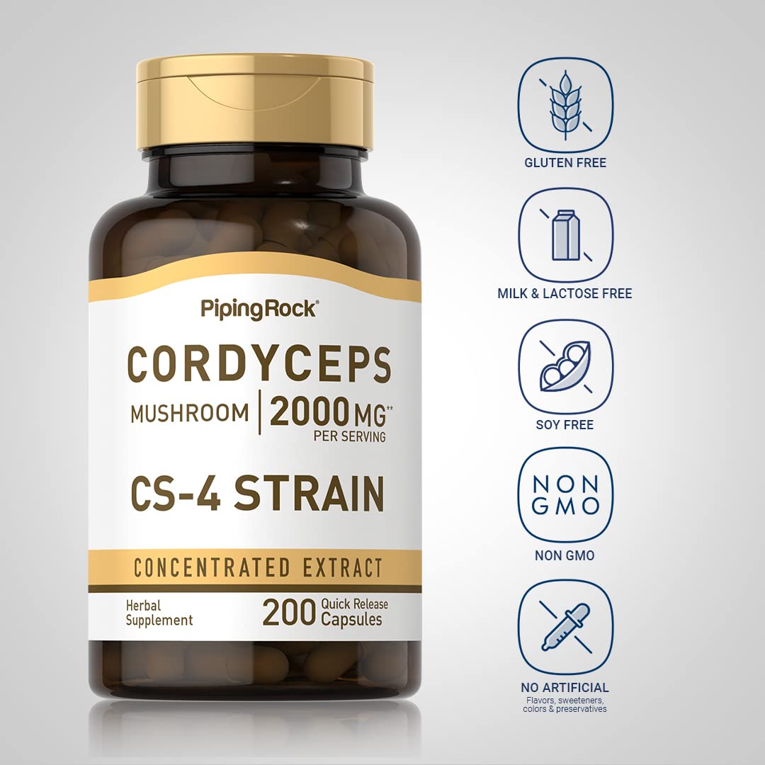 Piping Rock Cordyceps Mushroom Capsules 200 Capsules