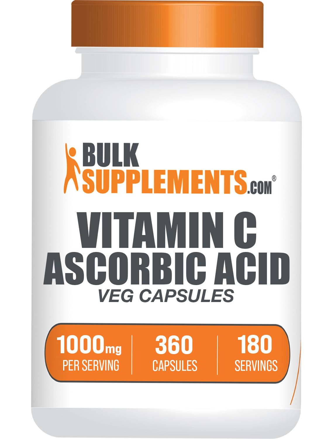 BulkSupplements Ascorbic Acid Capsules 1000mg, Vitamin C Supplement, 360 Capsules