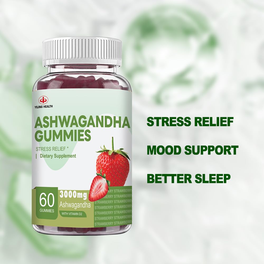 YiLing Ashwagandha Gummies, 60 Count, 3000 mg High-Potency Ashwagandha Root Extract