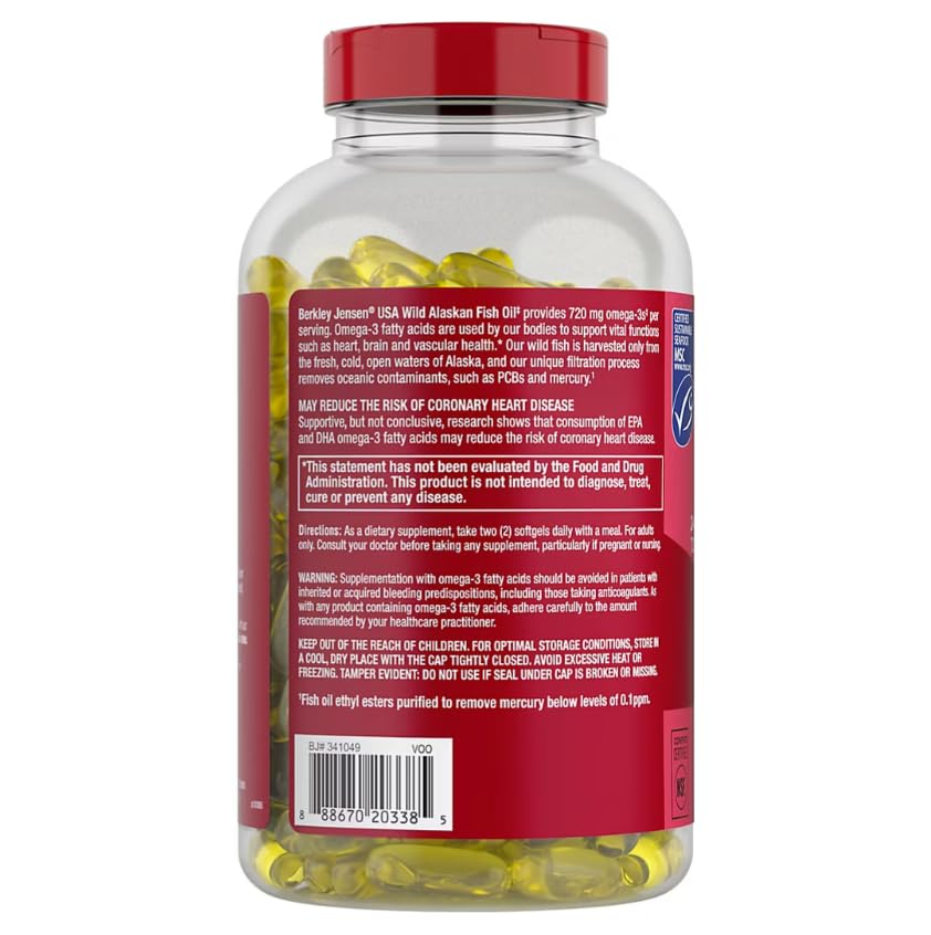 Berkley Jensen USA Wild Alaskan Omega-3 Fish Oil Softgels, 240 Softgels