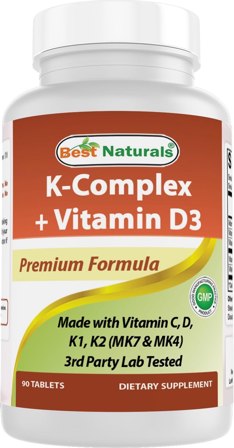 Best Naturals K-Complex with K1, K2, D3 + Vitamin C Tablets, 90 Tablets