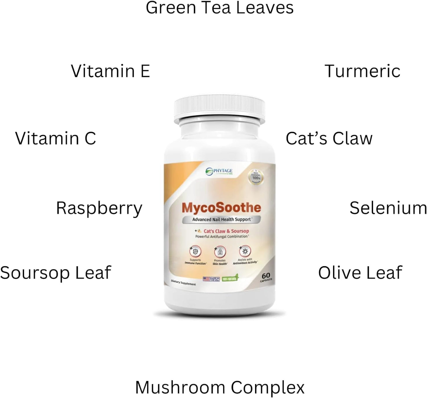 Phytage Labs MycoSoothe Advanced Hair, Skin, Nail & Immunity Support Formula 60 Capsules