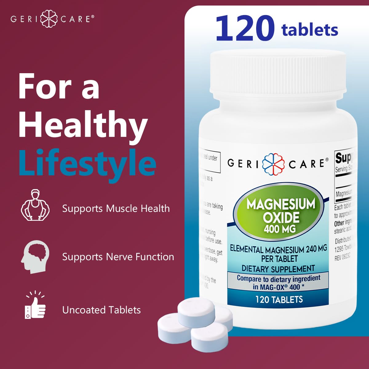 GeriCare Magnesium Oxide Supplement 360 Tablets