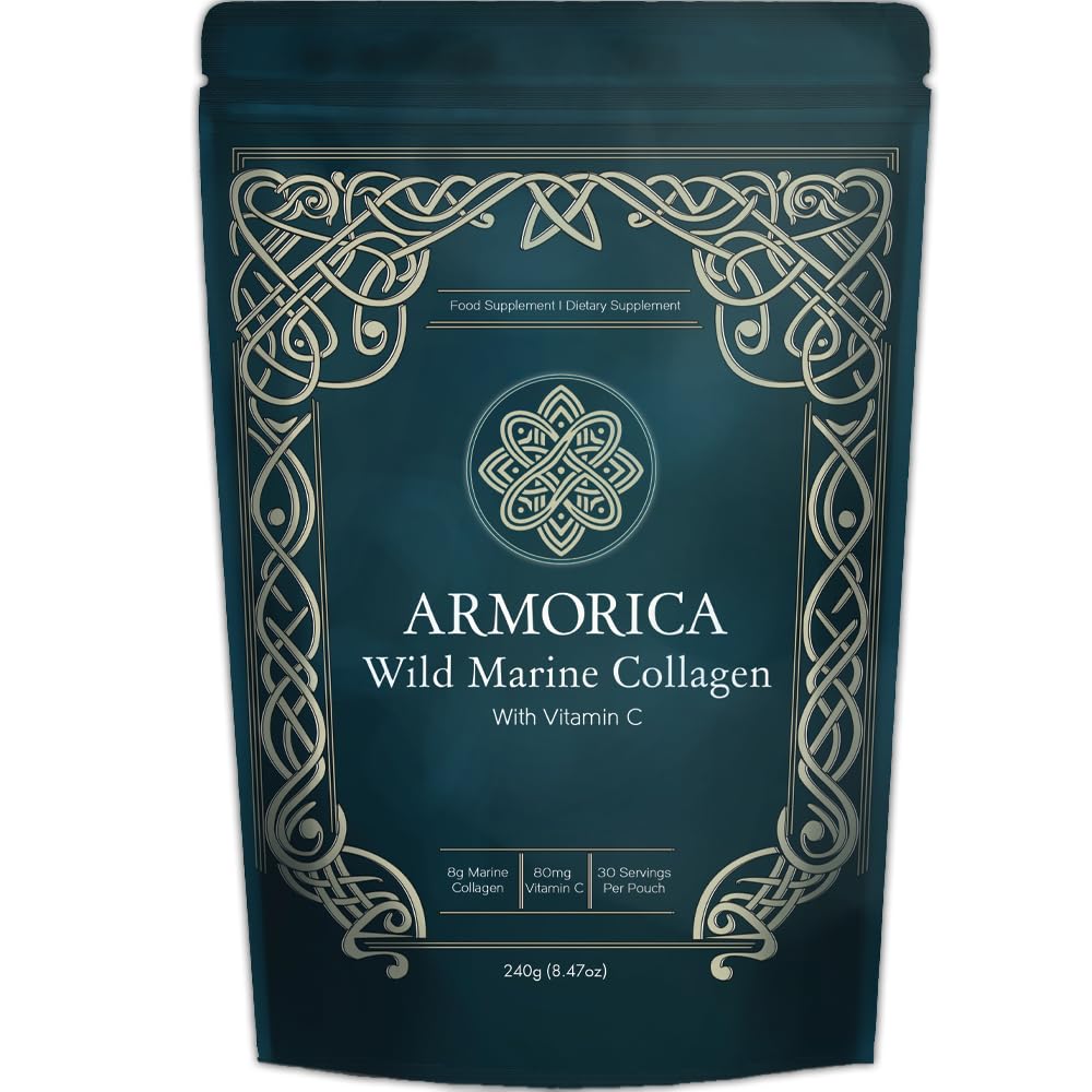 ARMORICA Marine Collagen Powder with Vitamin C – Hydrolyzed for Optimal Absorption, 240g