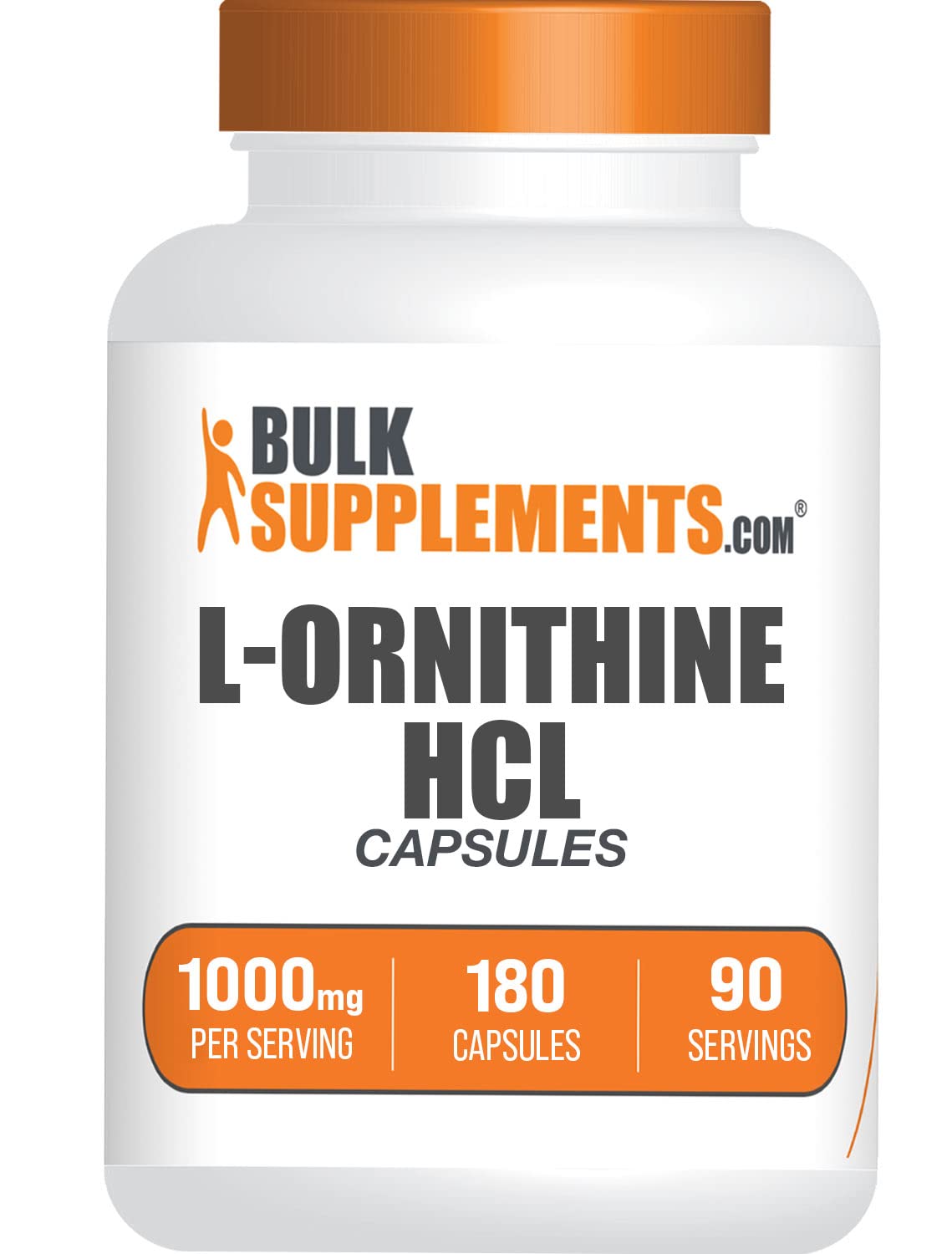 BulkSupplements L-Ornithine HCl Capsules, L-Ornithine 1000mg, 180 Capsules