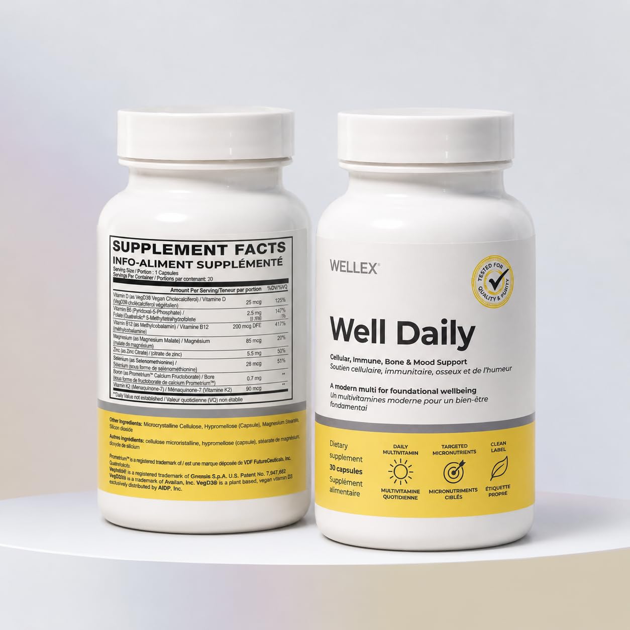 Papillex Wellex Well Daily Modern Multivitamin Bioavailable Nutrients for Immune, Cellular & Bone Health Support Capsules, 30 Capsules