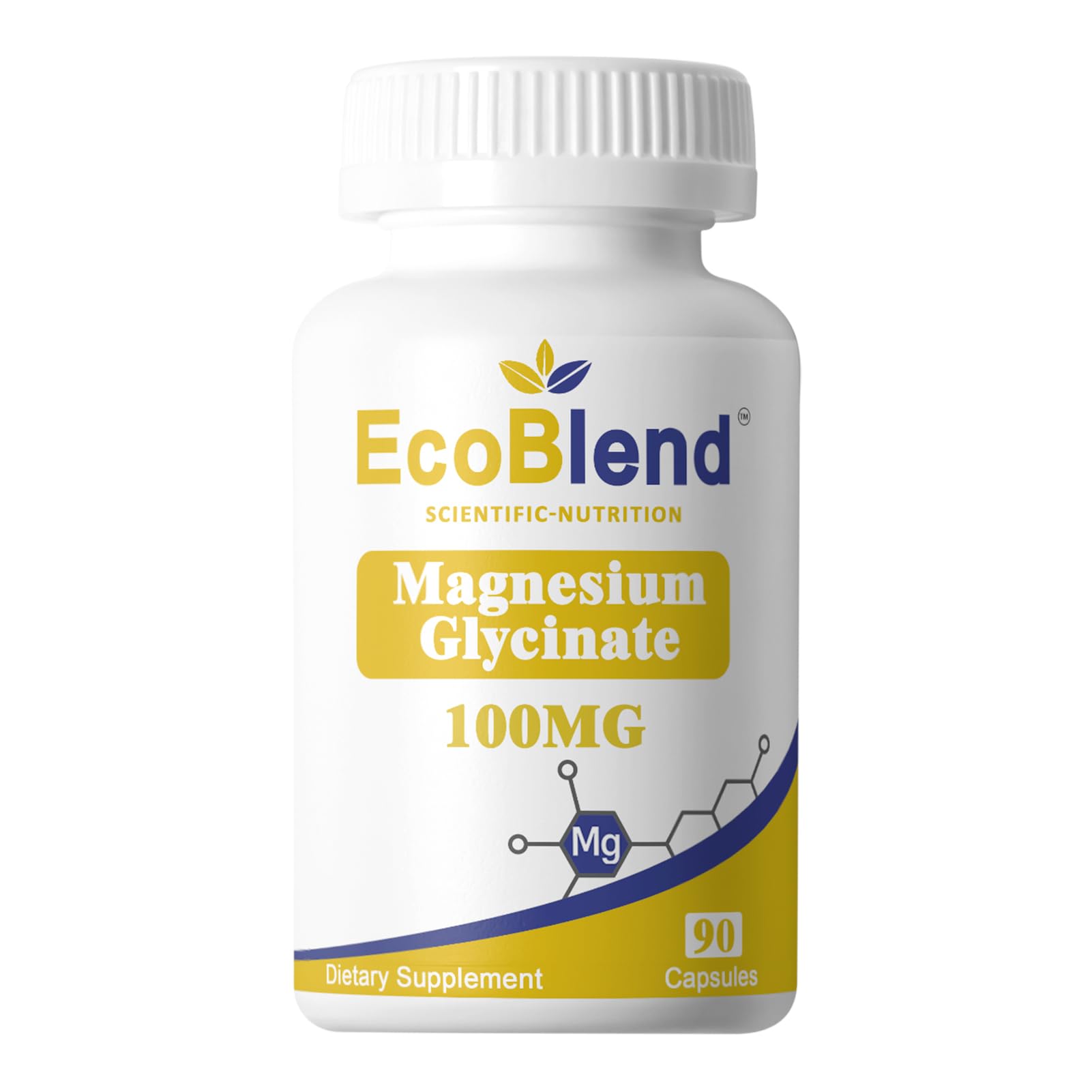 EcoBlend Magnesium Glycinate 100mg - High Absorption Capsules, 90 Count