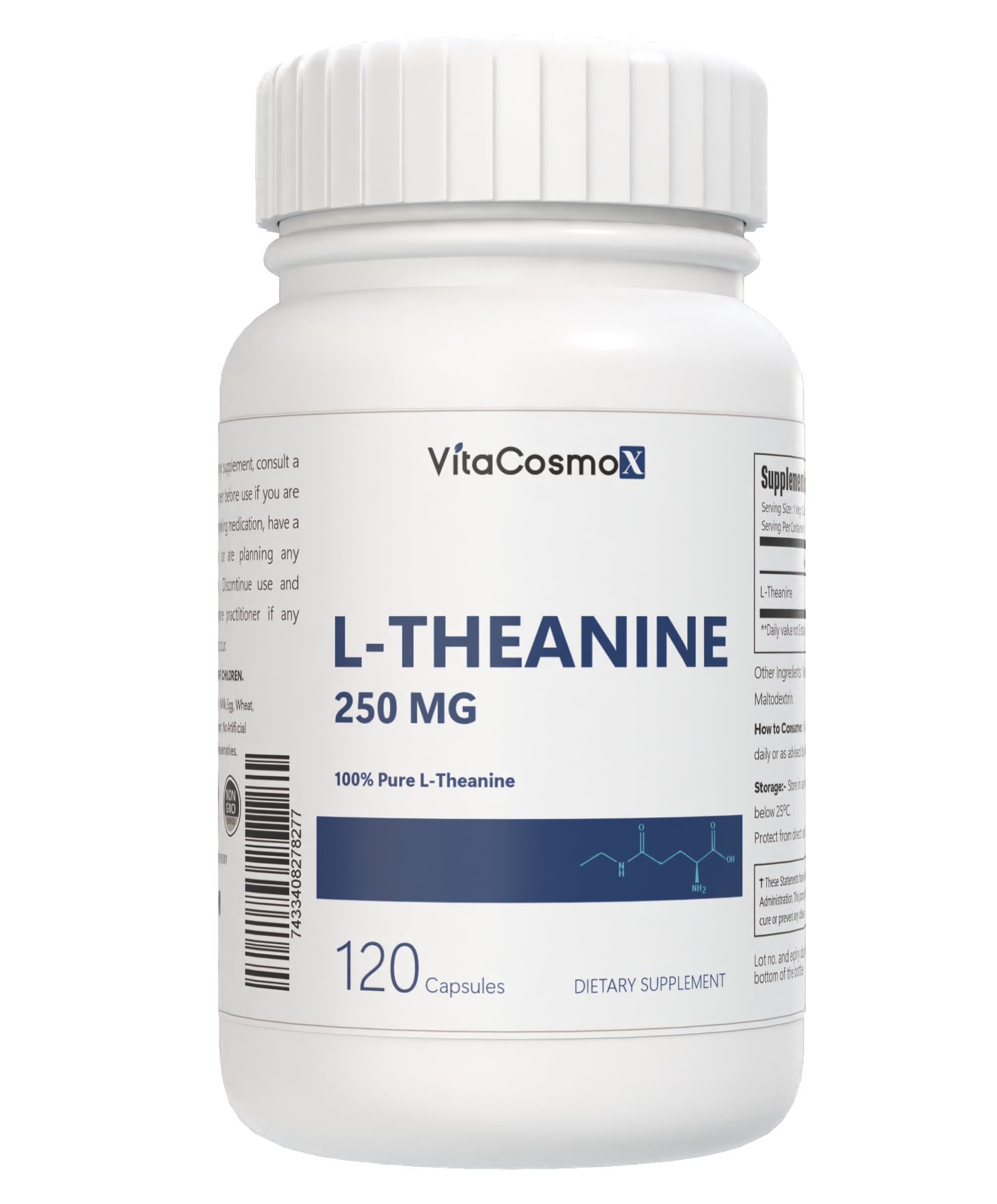 VitaCosmoX L-Theanine 250 mg Capsule 120 Count