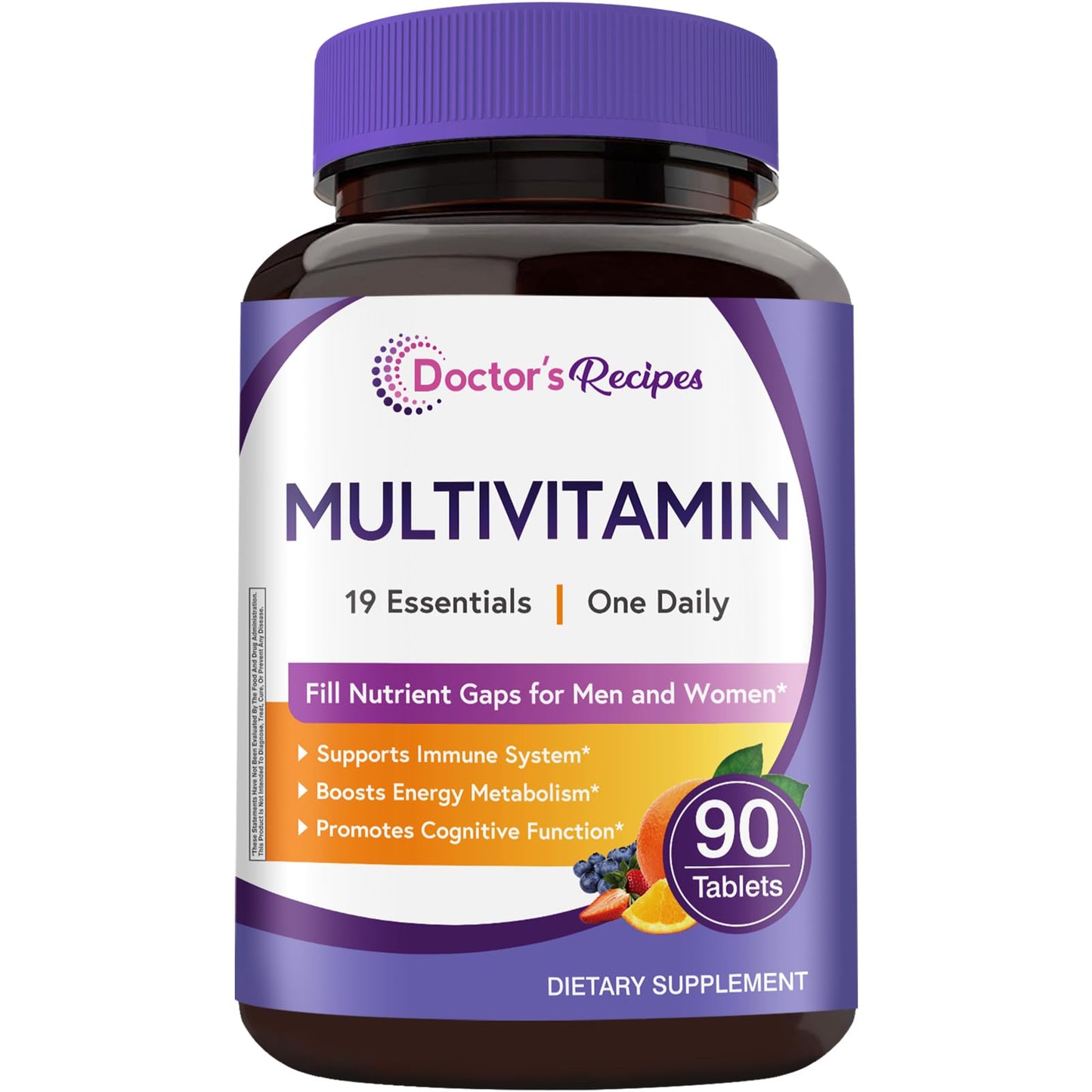 Doctor's Recipes Multivitamin for Women & Men, Immune, Energy & Brain Health Support, 90 Tablets