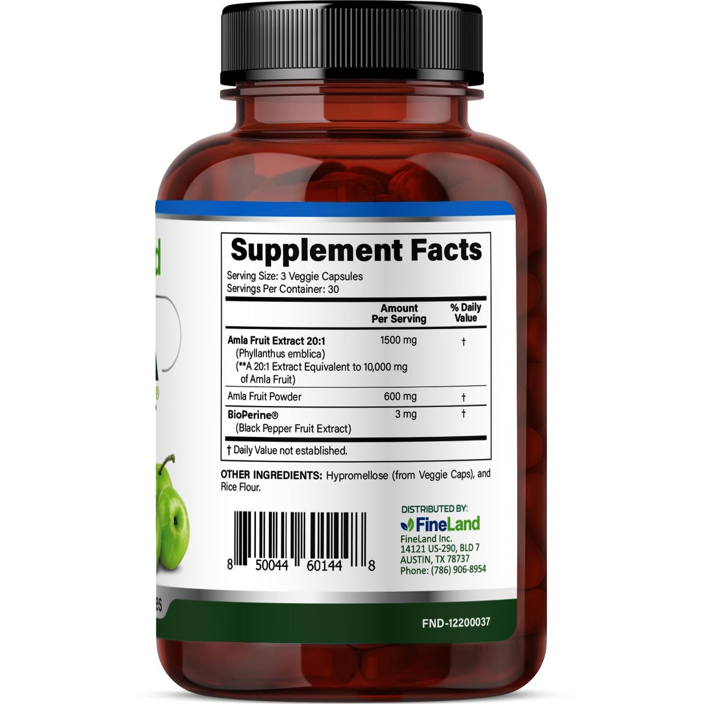 FineLand Amla (Indian Gooseberry) Full Spectrum Extract with BioPerine for Absorption, Immune & Digestive Support, 90 Capsules