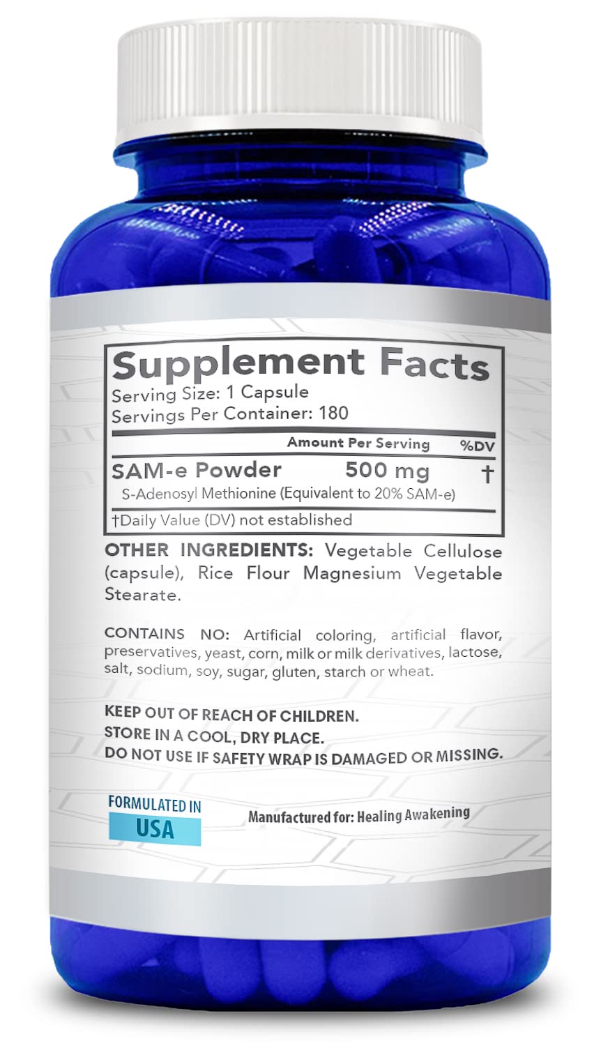 Generic SAMe 500mg Capsule, S-Adenosyl Methionine, 180 Capsules