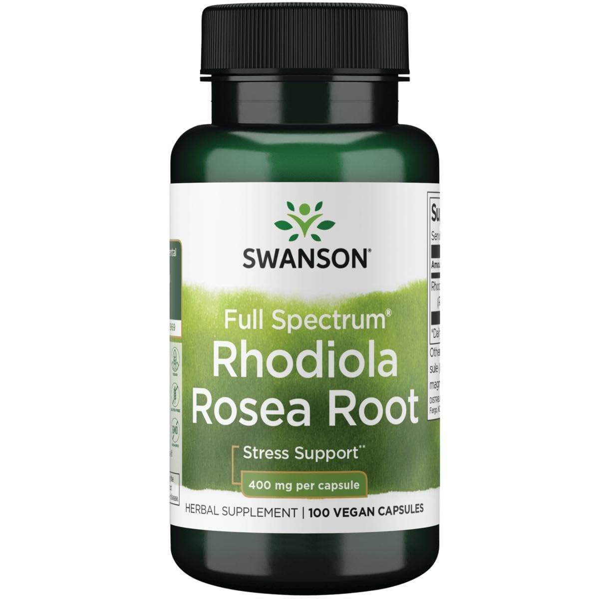 Swanson Premium Brand Rhodiola Rosea Root Vegan Capsules, 100 Count