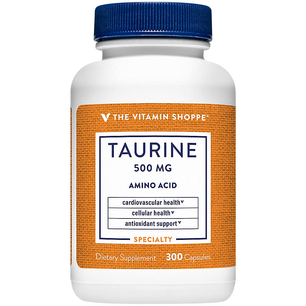 The Vitamin Shoppe Taurine 500mg with B6 Capsules, 300 Capsules