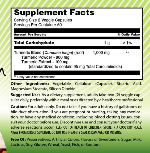 Amazing India Turmeric Curcumin 1000 Mg per Serving Capsule, 1 Bottle