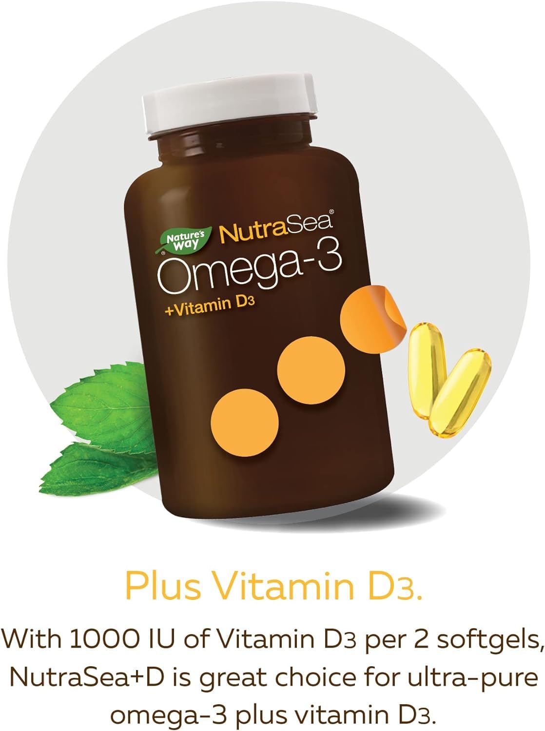 Nature's Way Nutra Sea Omega-3 Plus Vitamin D Capsules, 240 Capsules