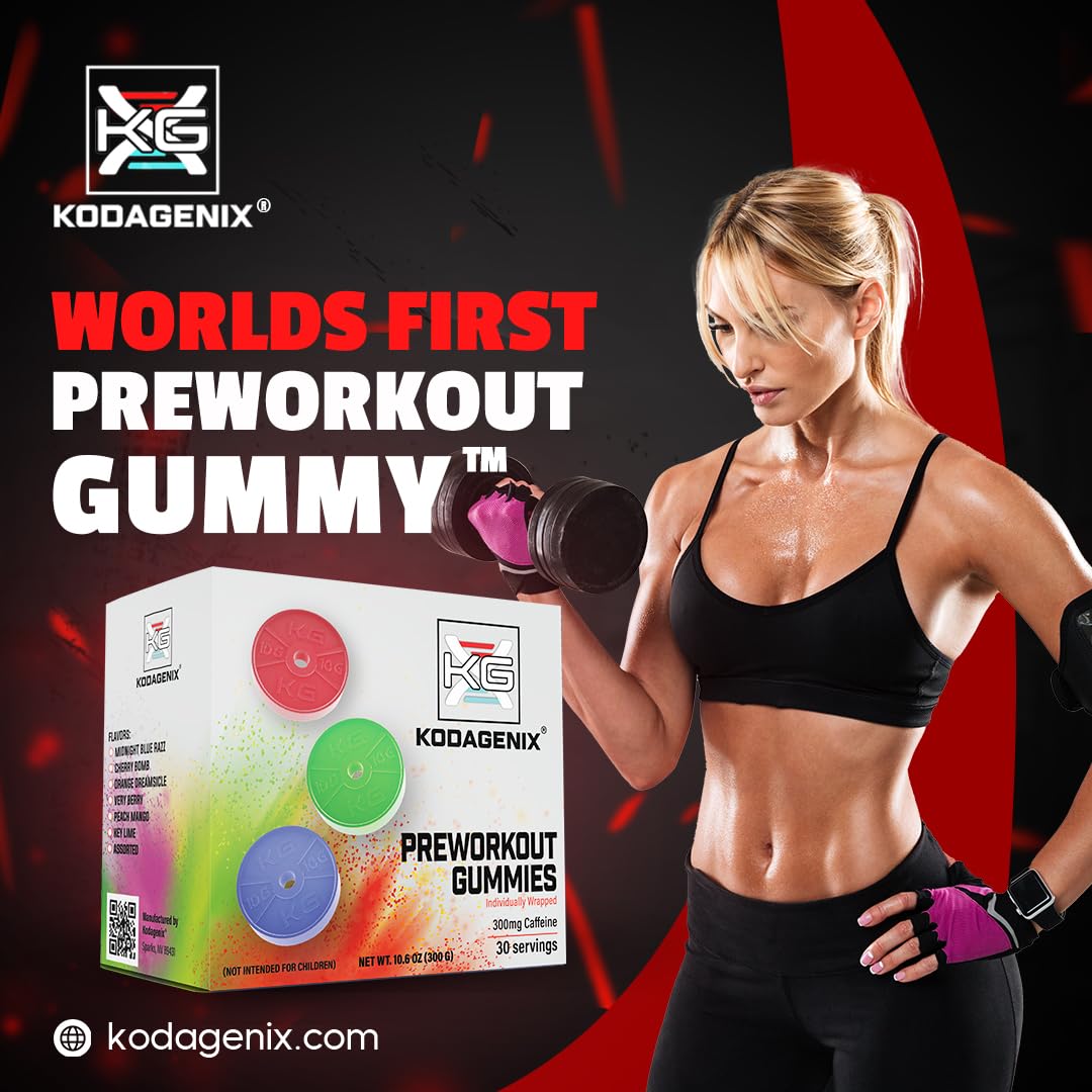 Kodagenix Pre Workout Gummies Chewable Gummy, 30 Servings