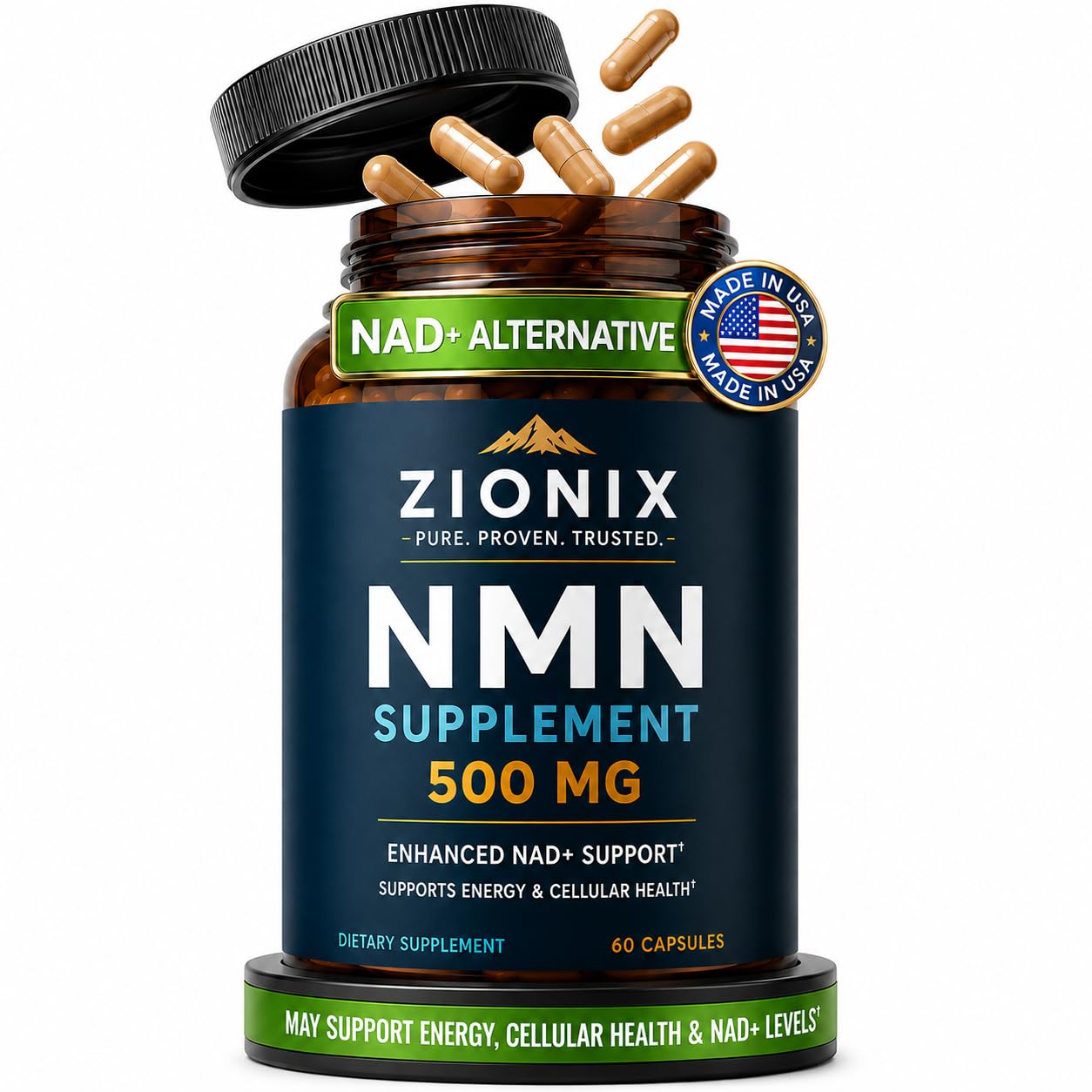 Zionix NMN Supplement 500mg Capsule, 1 Count