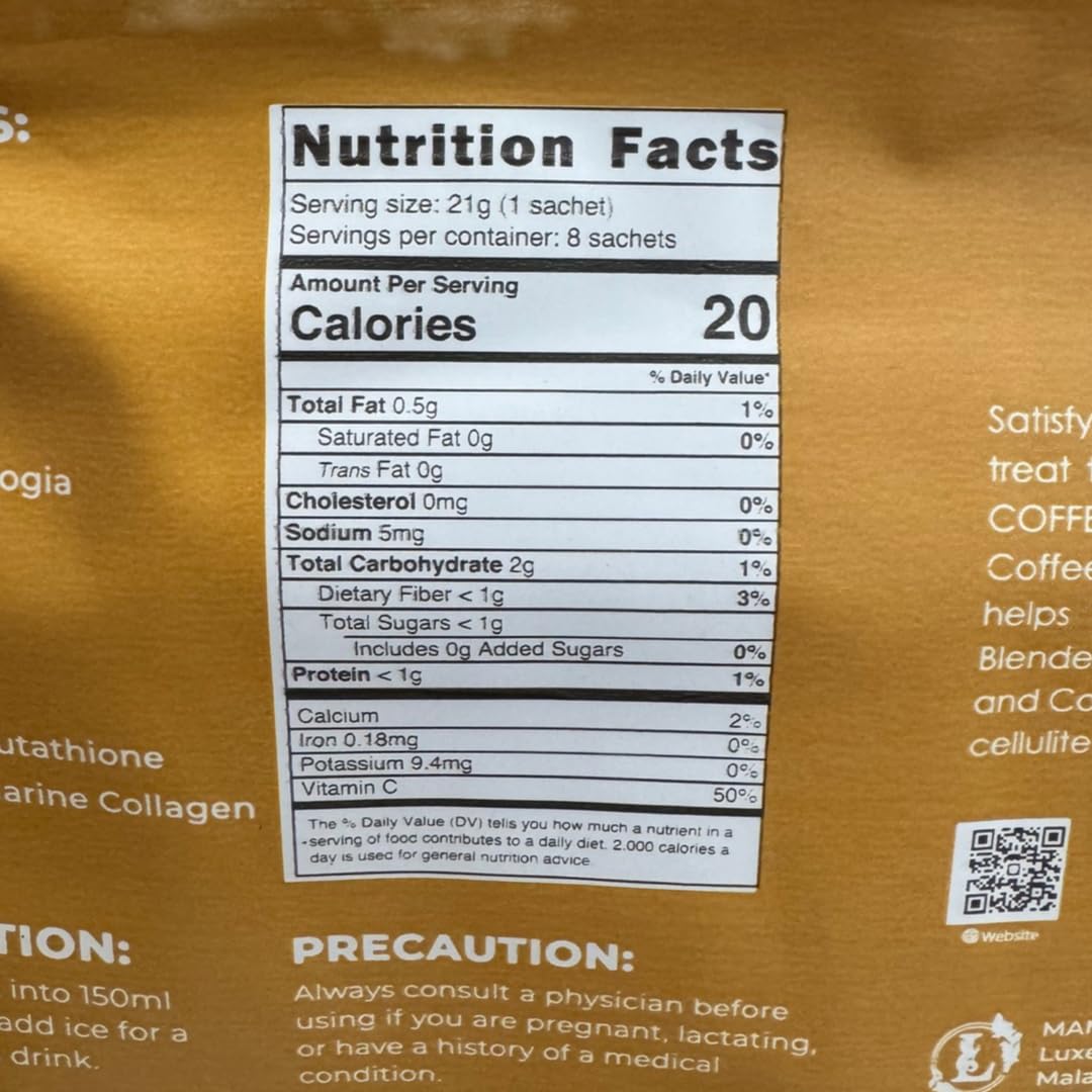Generic Luxe Slim Cafe Macchiato with Hydrolyzed Collagen & Glutathione Powder, 7.4075
