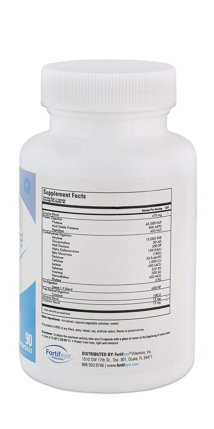 Fortifeye Vitamins Digestive Enzymes with Probiotics for Digestive Health 90 Capsules