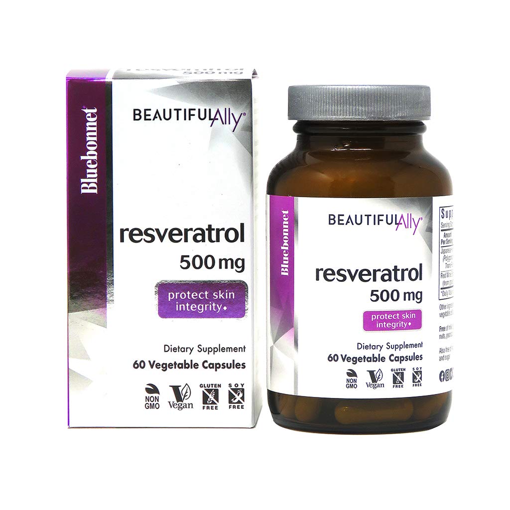 BlueBonnet Beautiful Ally Resveratrol 500mg Capsule, 60 Count