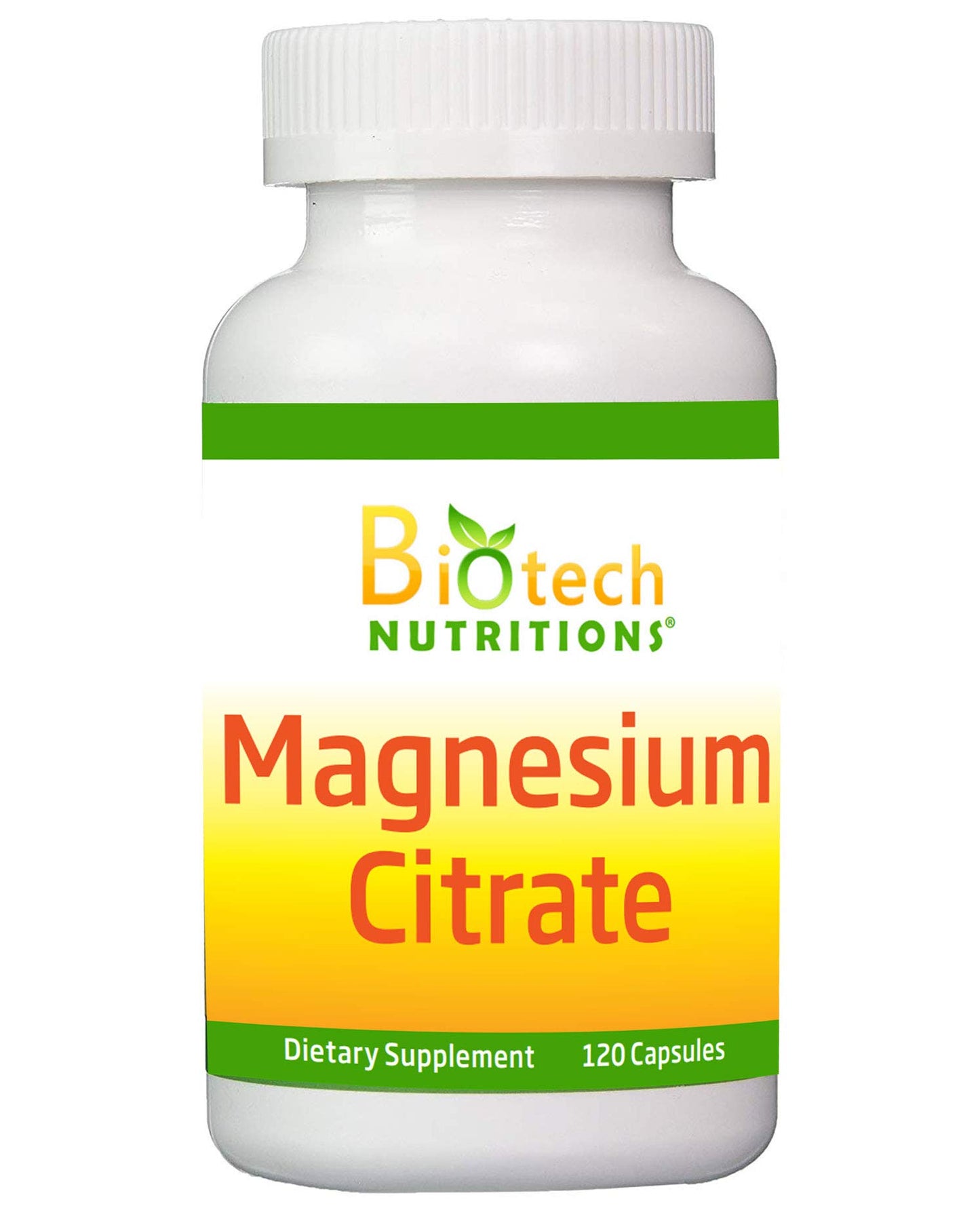 Biotech Nutritions Magnesium Citrate 225 mg Magnesium Vegetable Capsules, 120 Count, Gelatin-Free, Non-GMO, Vegan