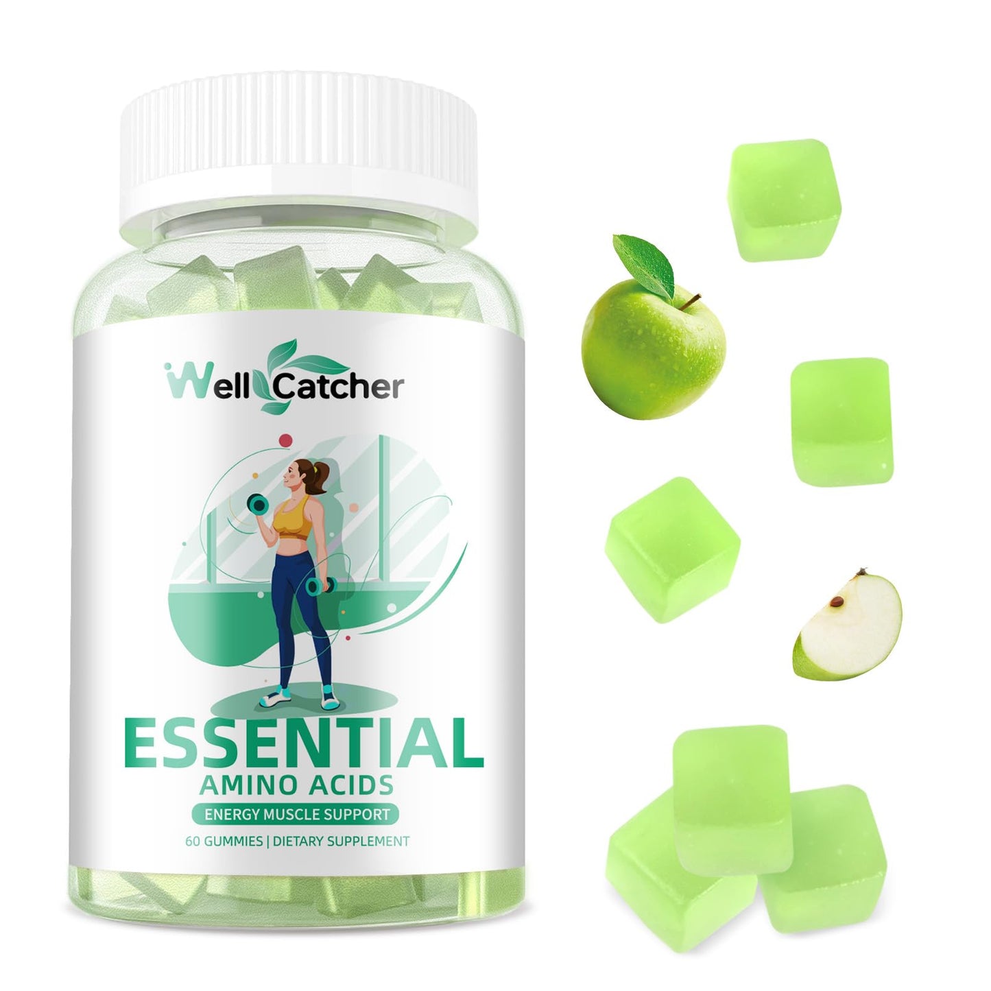Wellcatcher EAA Gummies Essential Amino Acids & BCAAs, 120 Gummies
