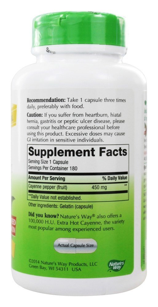 Nature's Way Cayenne Pepper 40000 HU Capsules, 180
